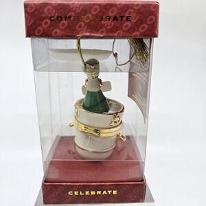 Lenox Champagne Bucket Time Capsule Ornament, Millennium 2000, Korbel Brut